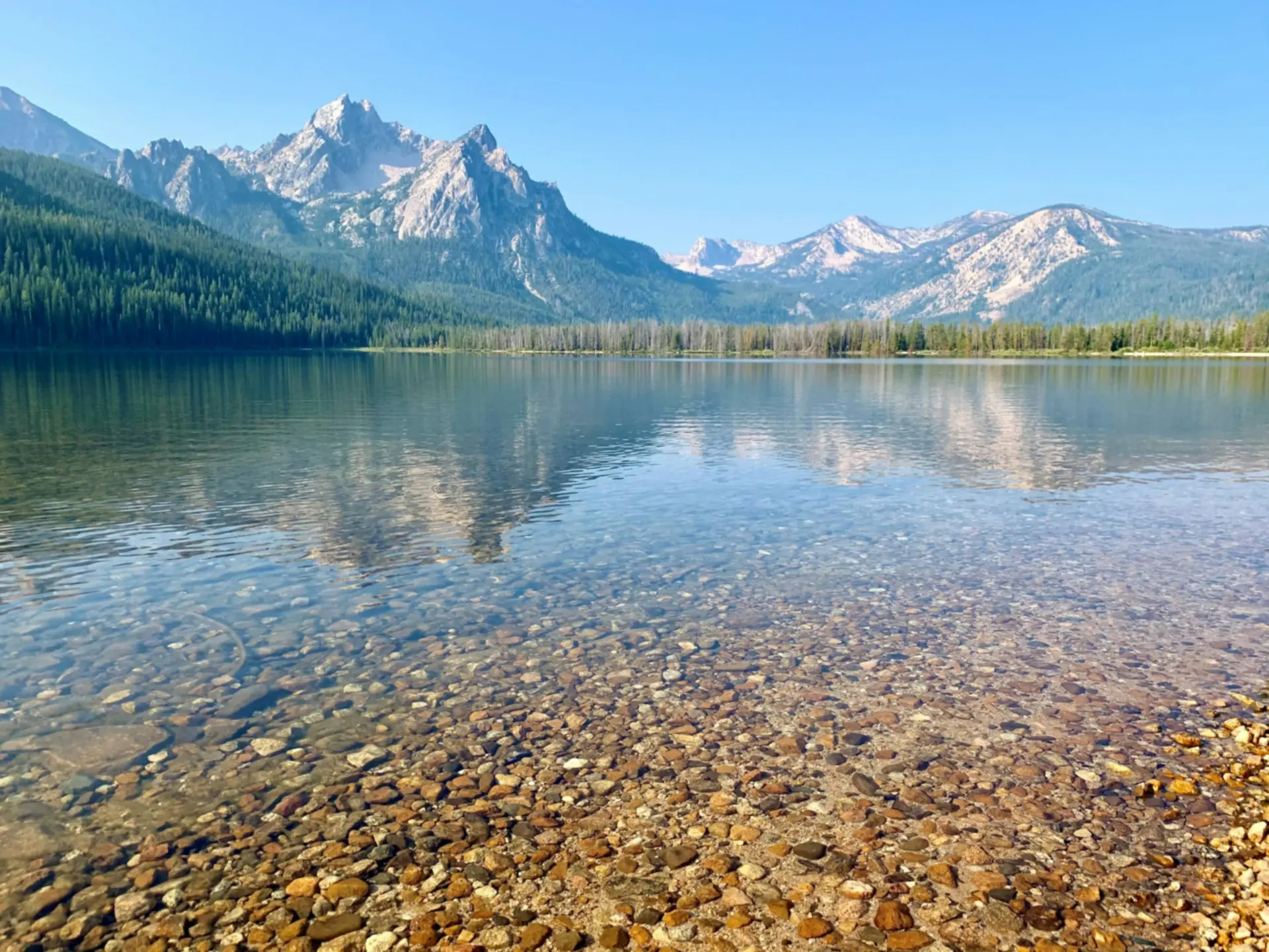 Stanley Lake en de Sawtooth Mountains, Idaho — Boise