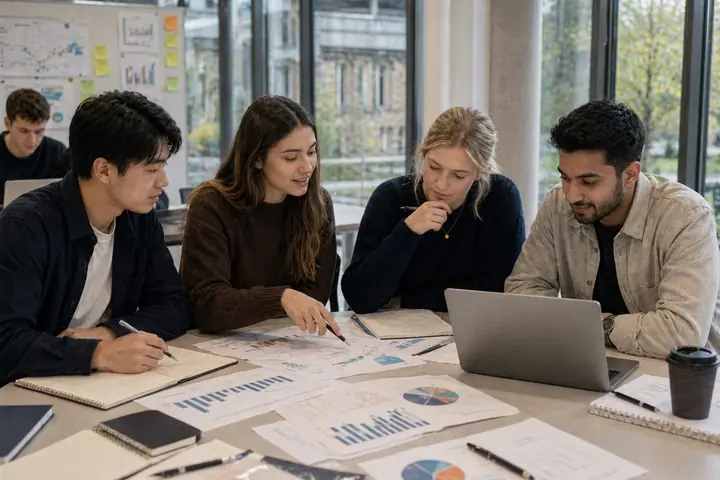 Internationale studenten in een gezamenlijk onderzoeksproject